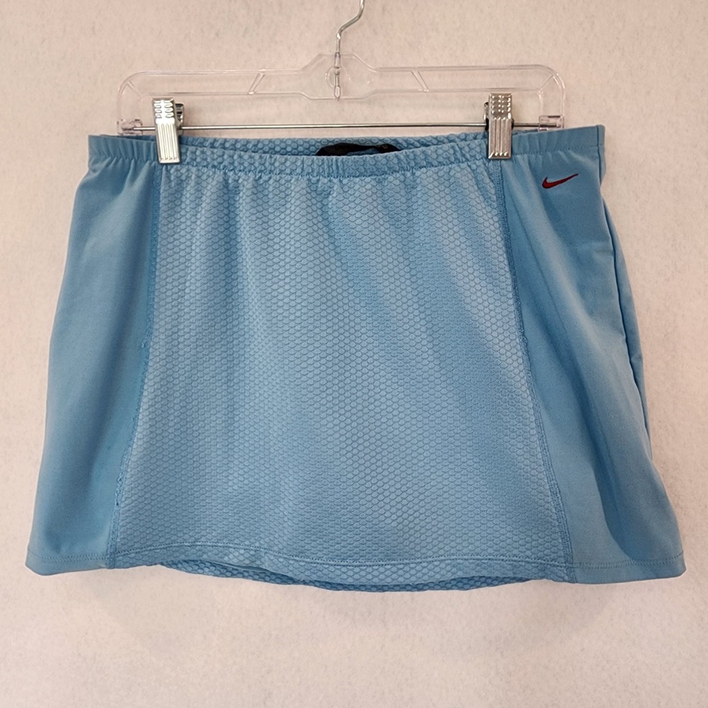 Nike Sphere Dri-FIT Women Light Blue Tennis Skort Honeycomb Mesh Large L 12-14
